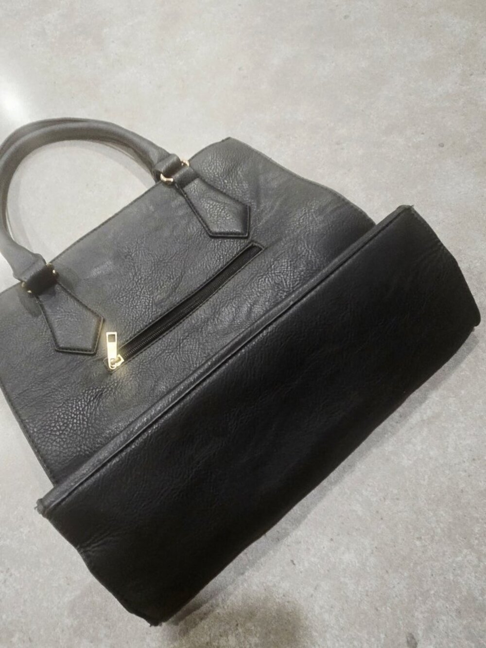 SOURCE UNKNOWN Women's Black Faux Leather Shoulder Bag - Large - Picture 7 of 14